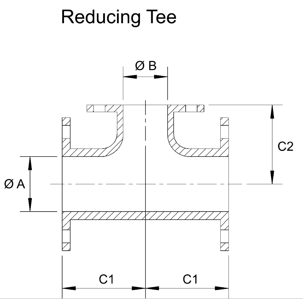 ANSI 150# Flanged Sch10 Reducing Pipe Tee 316SS
