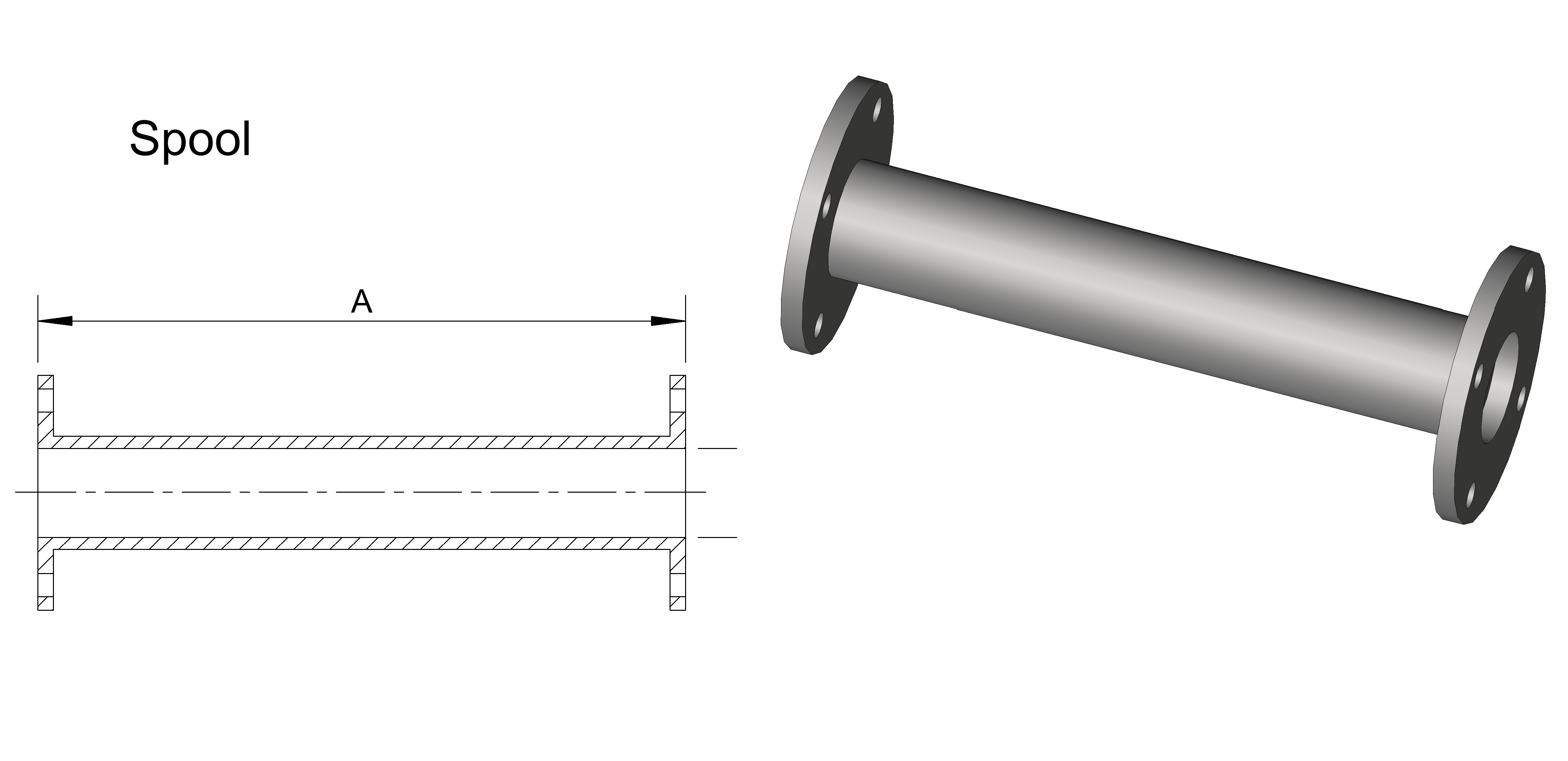 ANSI 150# 2" Flanged Sch10 Straight Spool Length Riser 316SS