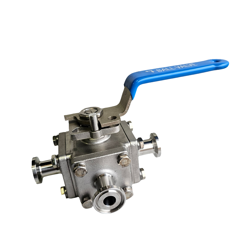 3-way Sanitary Encapsulated triclamp ball valve Actuated