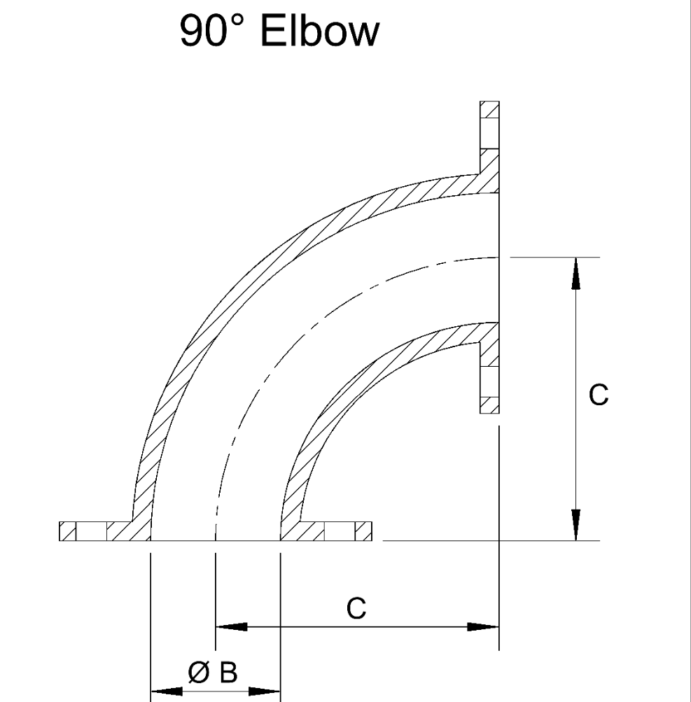 Flanged Sch10 90 Degree Elbow 304SS TE spool