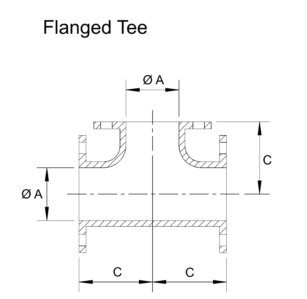 Flanged Sch10 Equal Pipe Tee 316SS TE