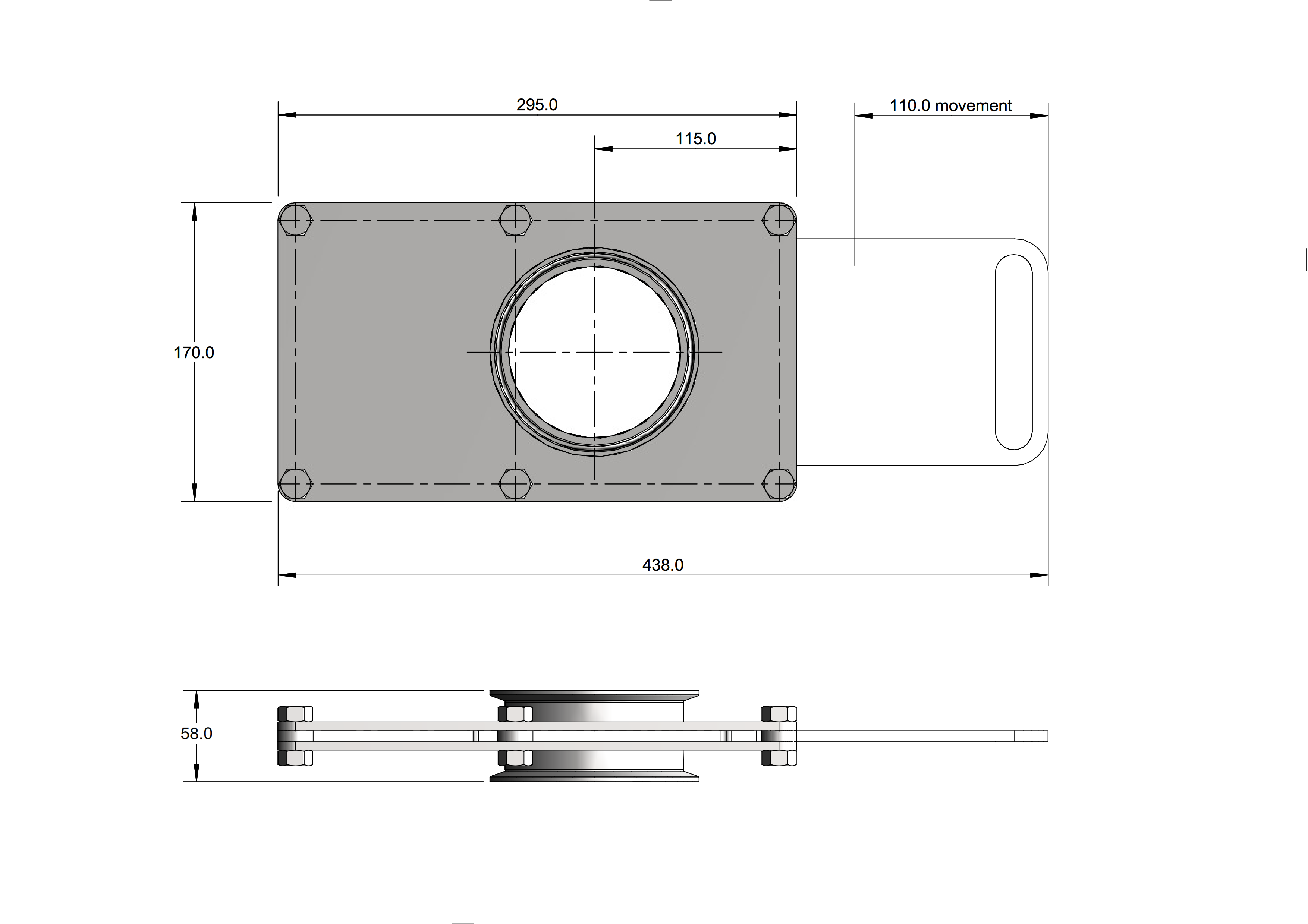 4" Slide Grist Gate Tri Clamp 316 Stainless Teflon Gate