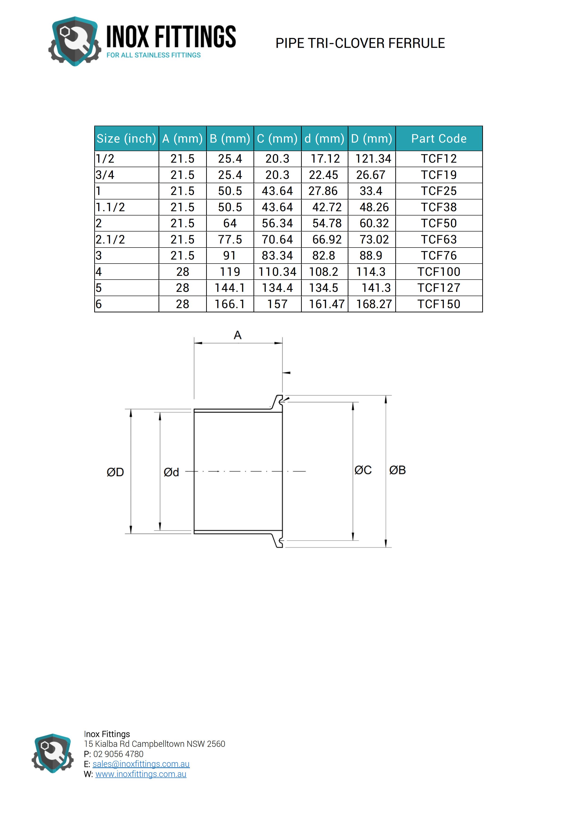 Tri clamp Ferrule to Suit Pipe Butt Weld