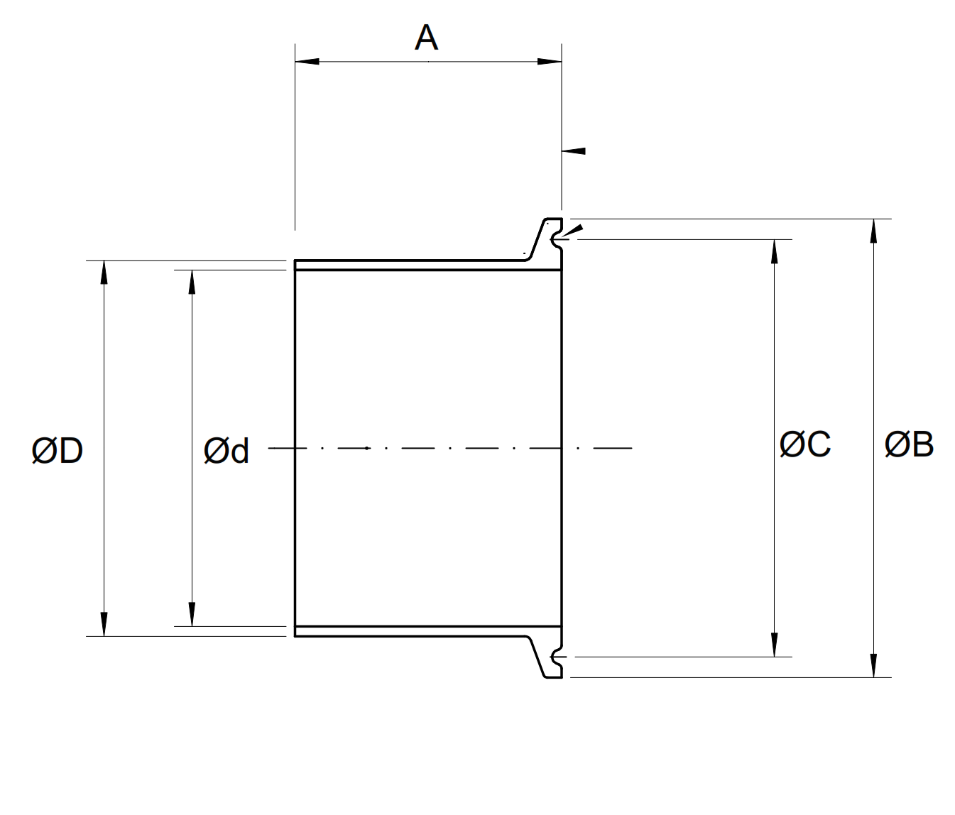 DIN 32676-A metric Tri-Clamp Ferrule 316SS