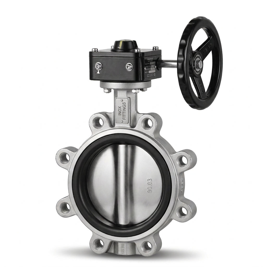 Table E Threaded Butterfly valve 304 Stainless with Gear Box